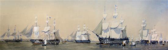 English School c.1900 The British fleet off Spithead, 13 x 40in.